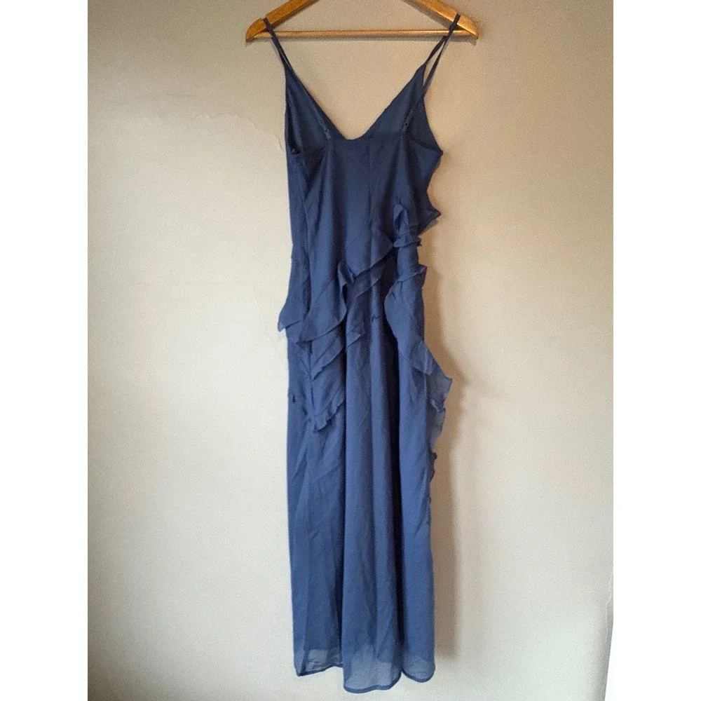 NWT Abercrombie & Fitch Blue Ruffle Maxi Dress